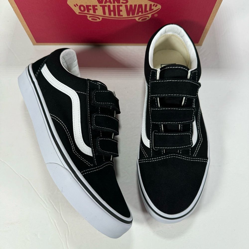 Vans Old Skool V Suede Canvas Black True White Sneakers Women 10 Men 8.5